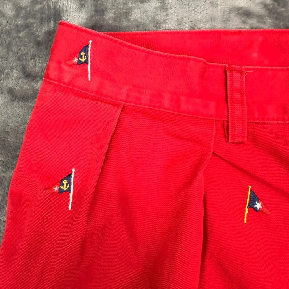 VTG Polo Ralph Lauren Tyler Shorts Mens 35 Red Embroidered Nautical Flag Cotton